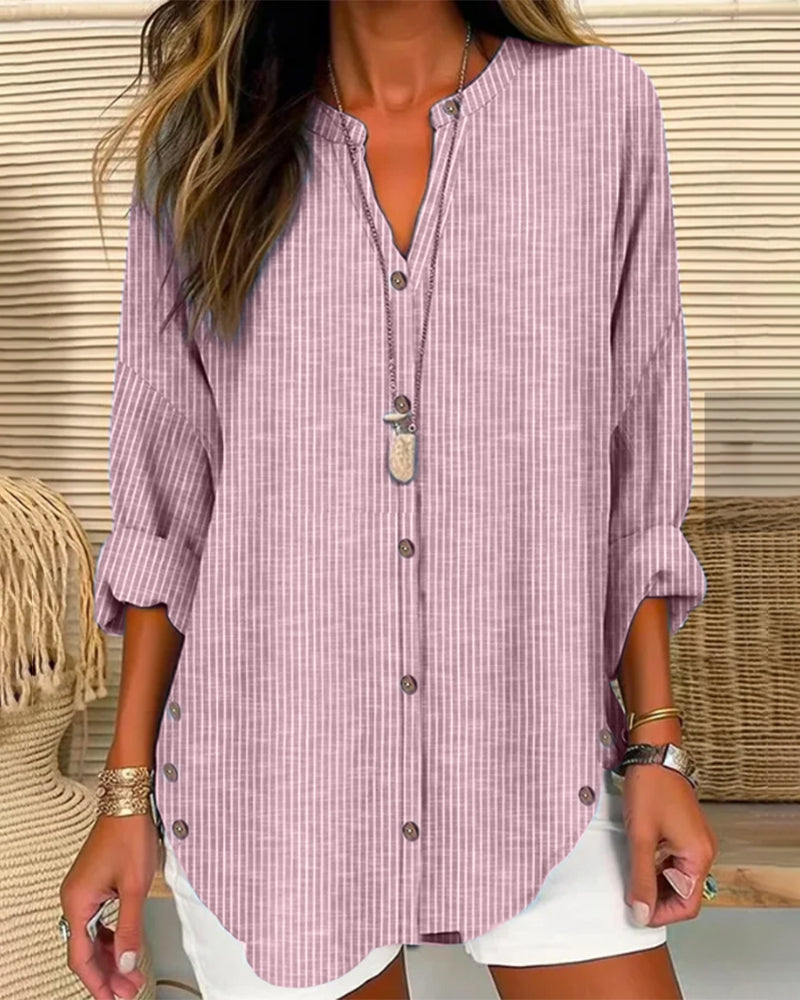 Women’s Relaxed Striped Button Blouse