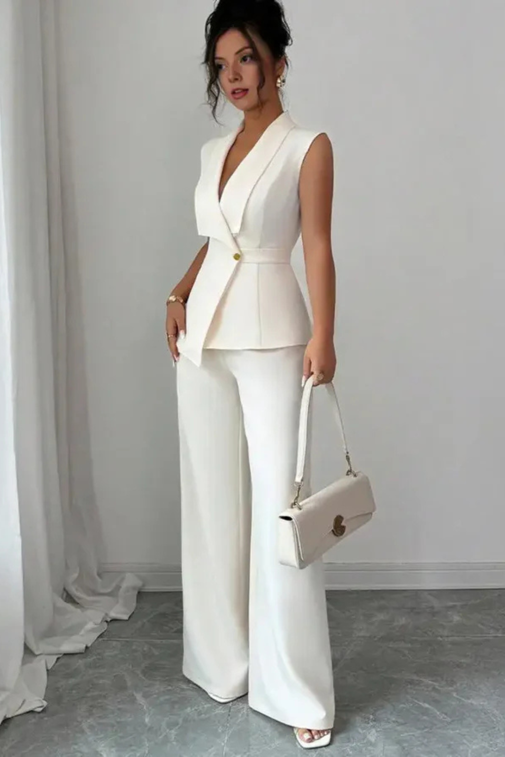 Women's Tailored White Suit Set