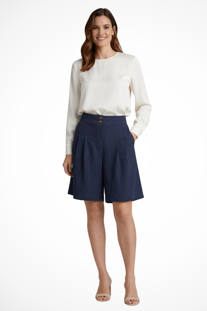 Women's Pleated Tailored Bermuda Shorts