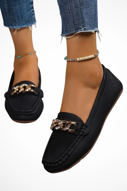 Women's Chain Detail Slip On Loafers
