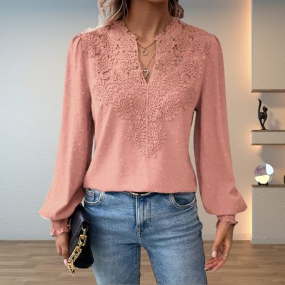 Women’s V Neck Floral Detail Blouse