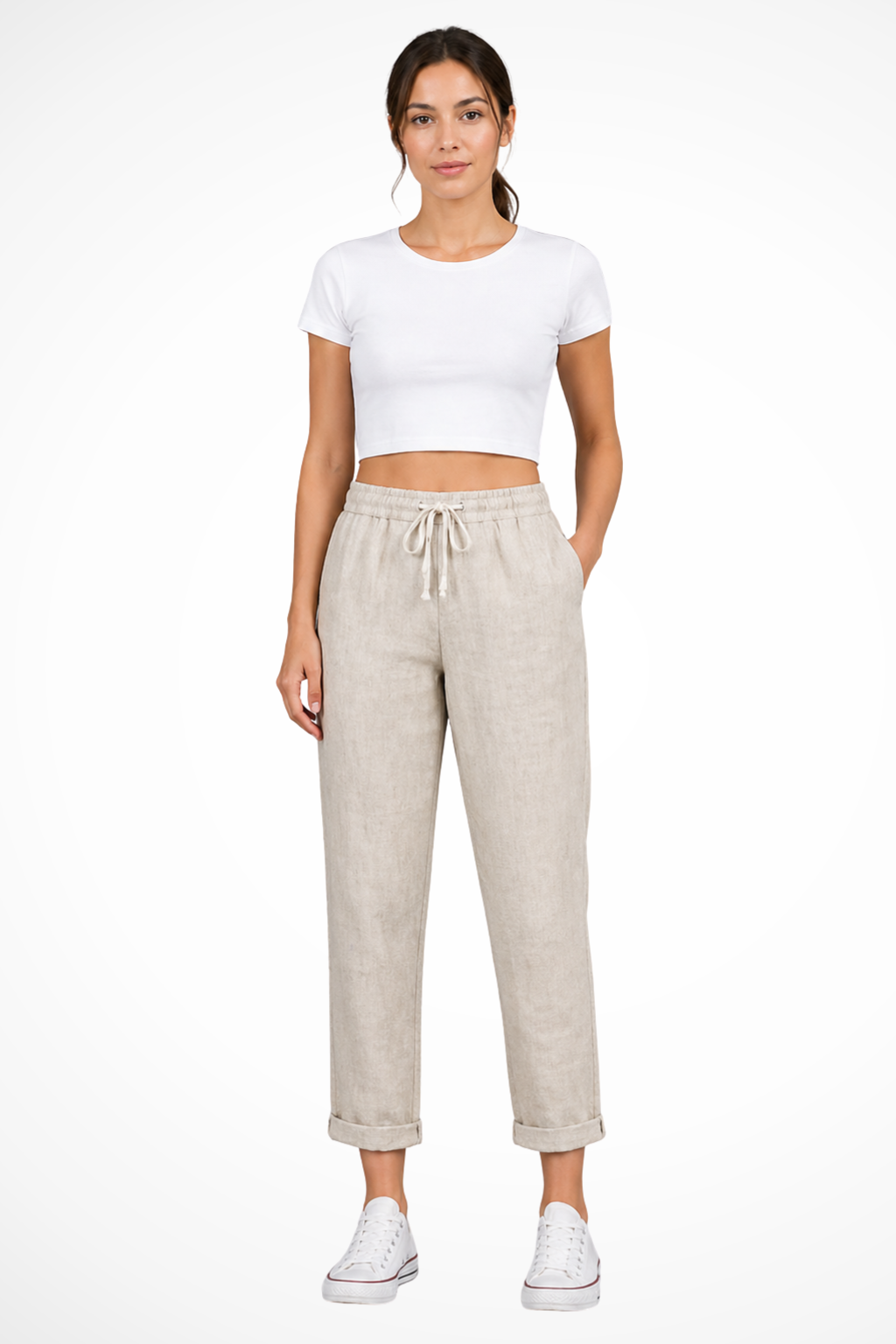 Women's Linen Cropped Trousers