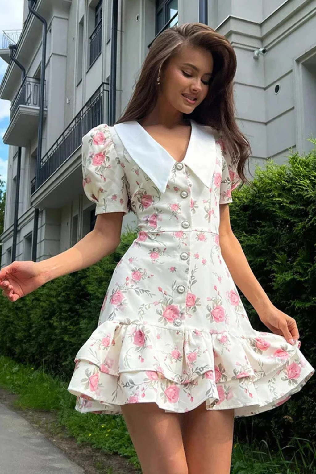 Floral Puff Sleeve Mini Dress