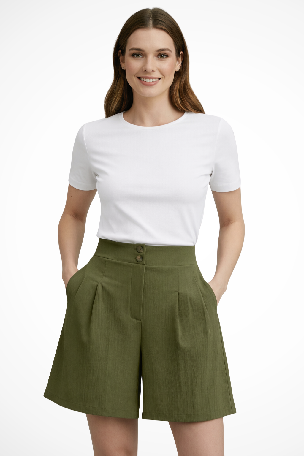 Women's Pleated High-Waist Shorts