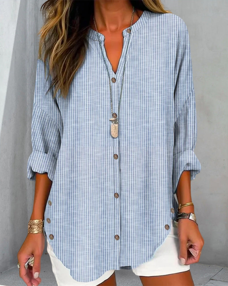 Women’s Relaxed Striped Button Blouse