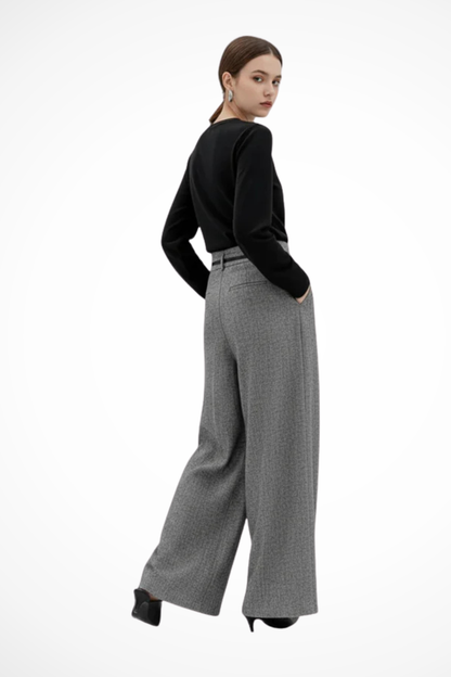 Women's Belted Pleated Trousers