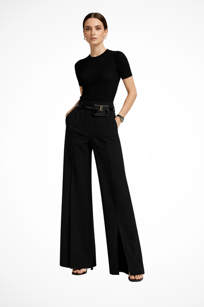 Women's Pleated Belted Tailored Trousers