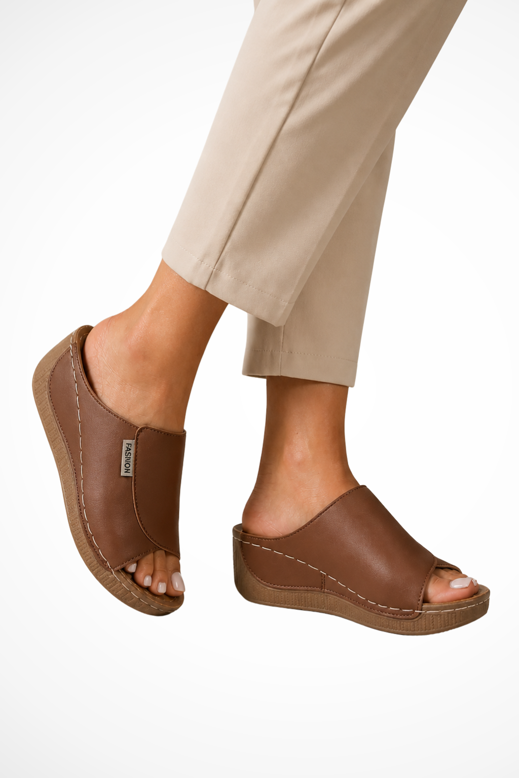 Women's Open Toe Leather Mules