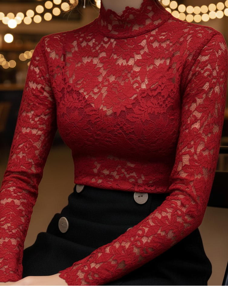 Women’s Lace High Neck Blouse