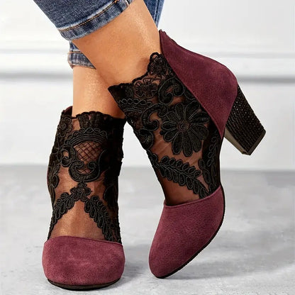 Women's Floral Lace Cushioned Heels