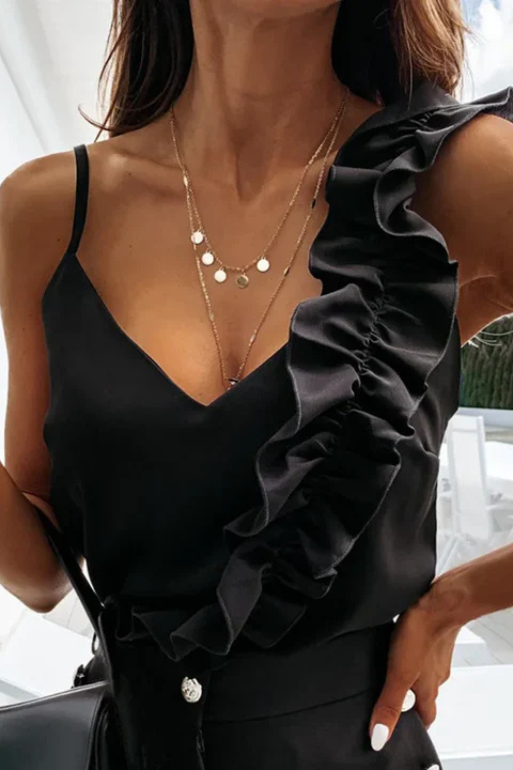 Women's Asymmetric Ruffle Top