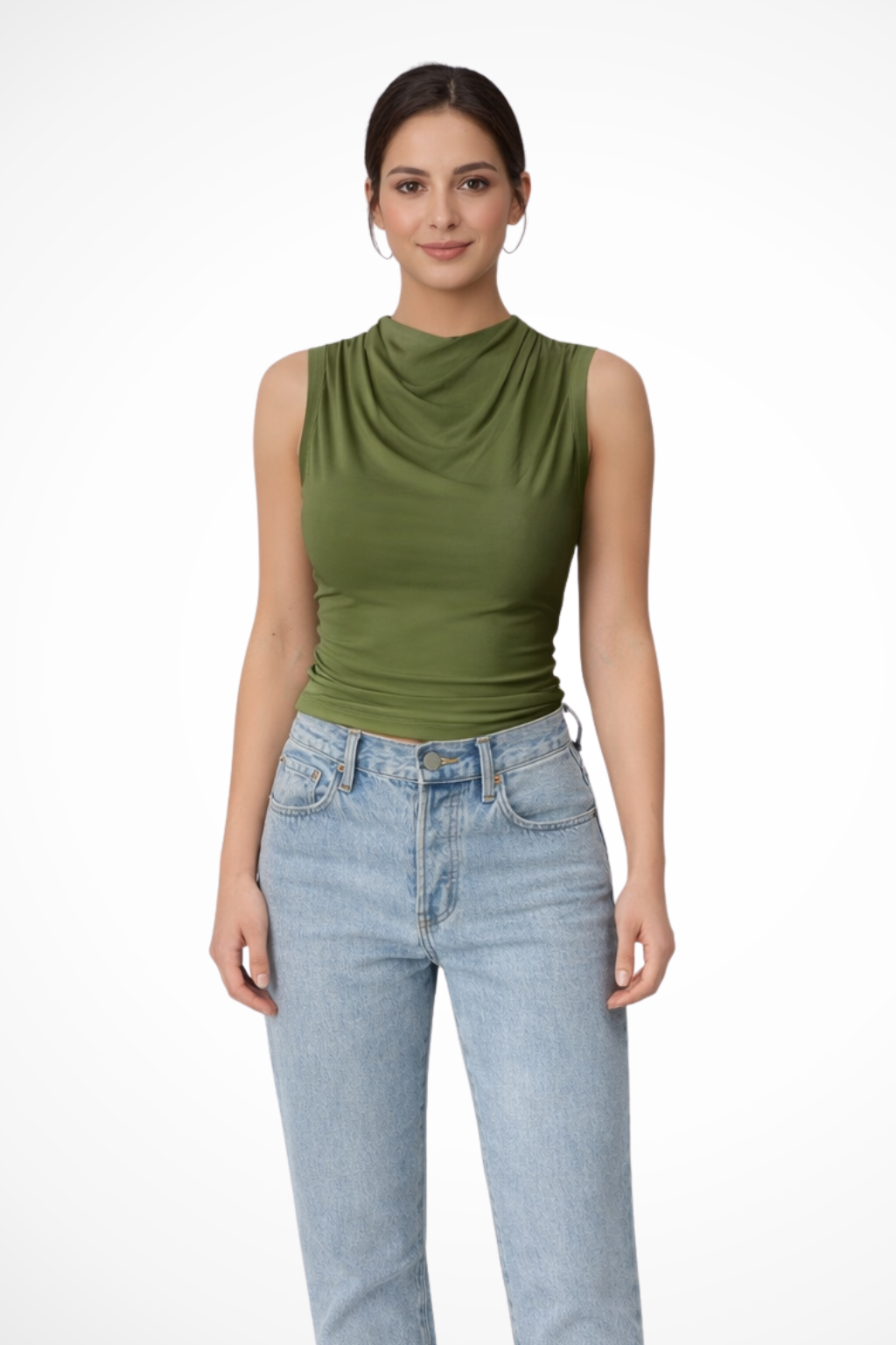 Women's Draped Neck Sleeveless Top