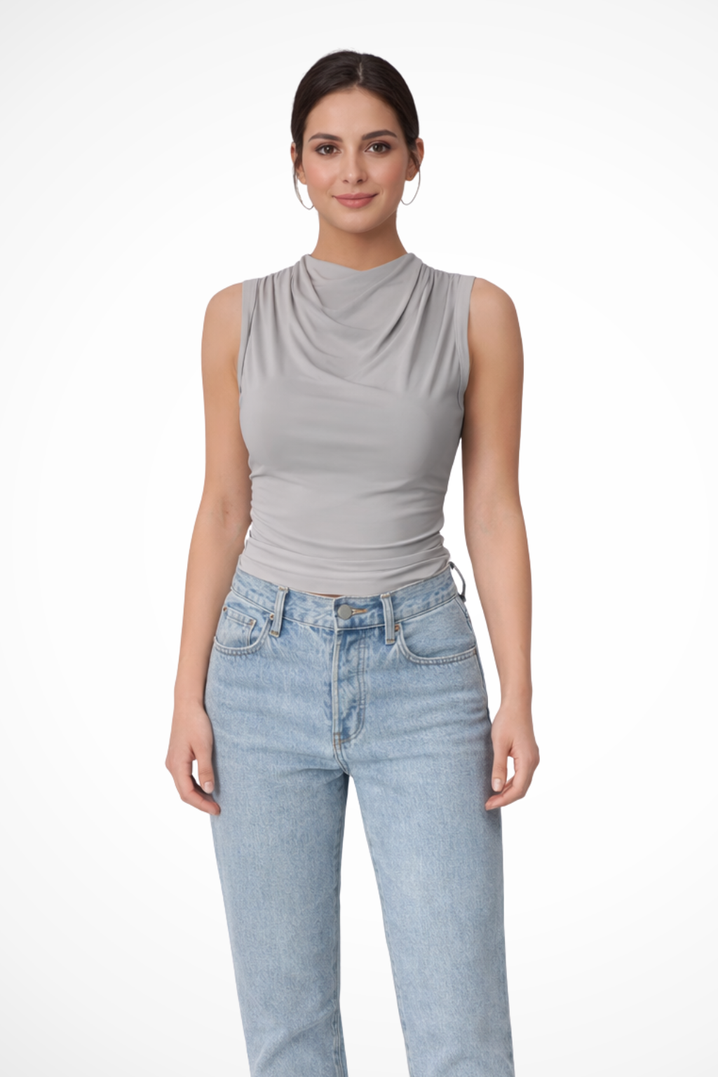 Women's Draped Neck Sleeveless Top