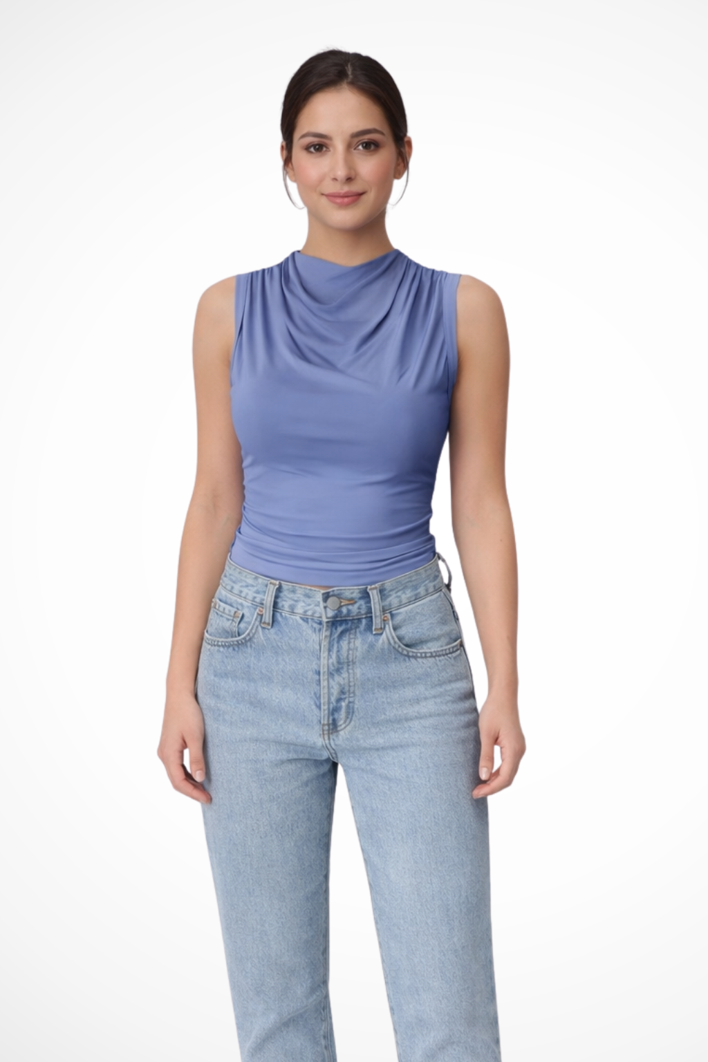Women's Draped Neck Sleeveless Top