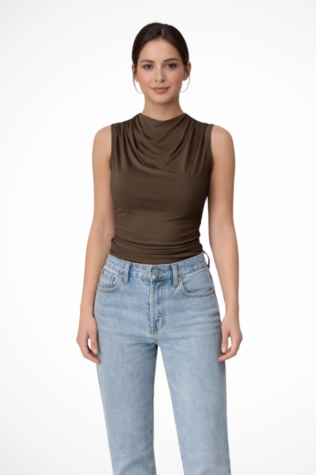 Women's Draped Neck Sleeveless Top