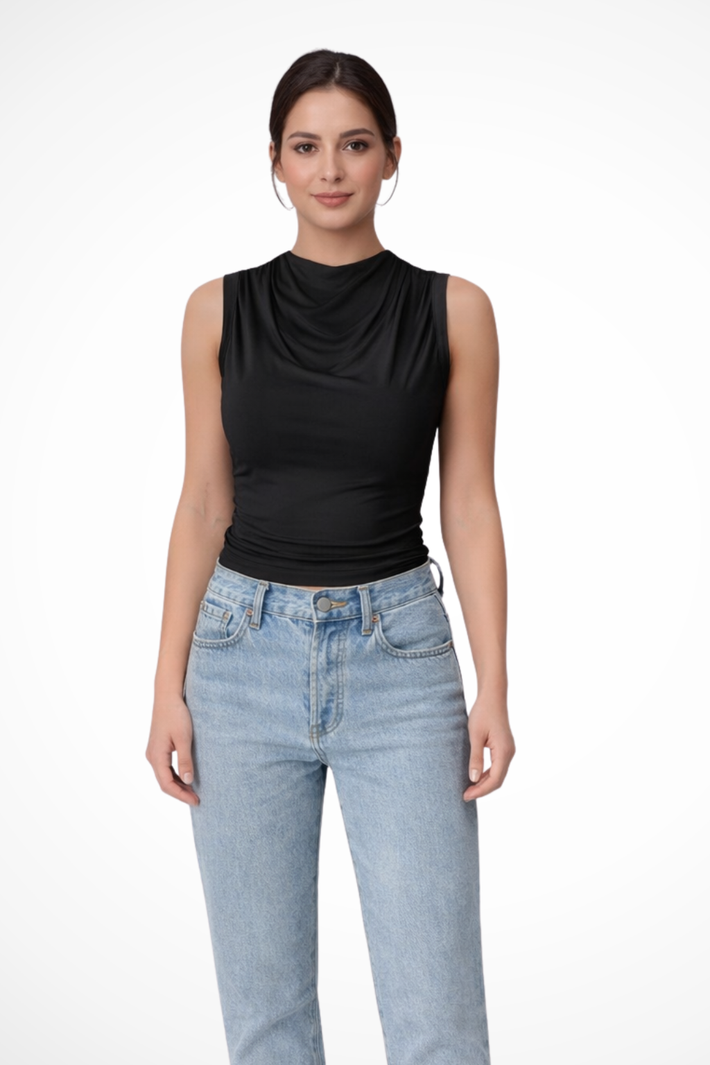 Women's Draped Neck Sleeveless Top