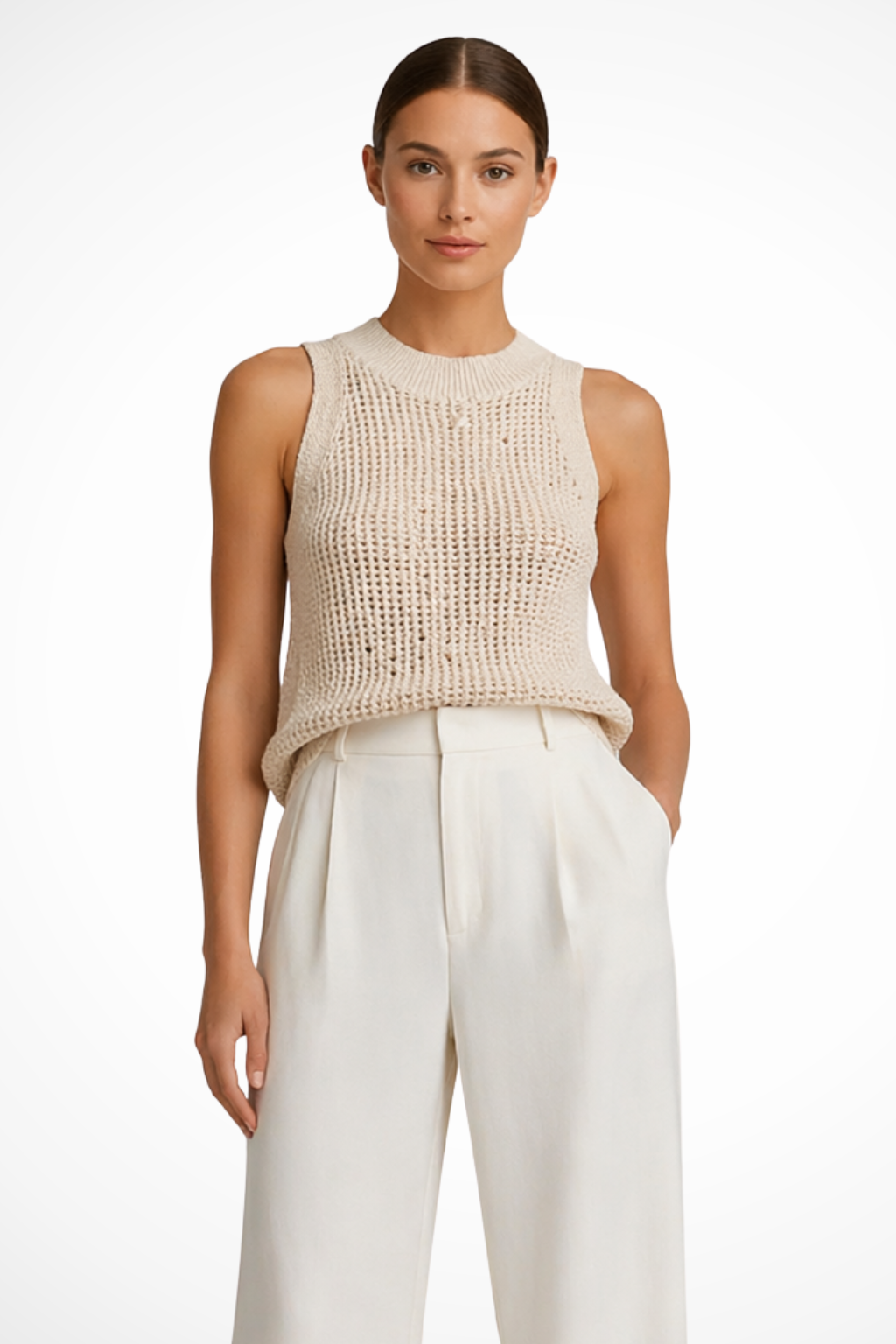 Women's Sleeveless Crochet Knit Top