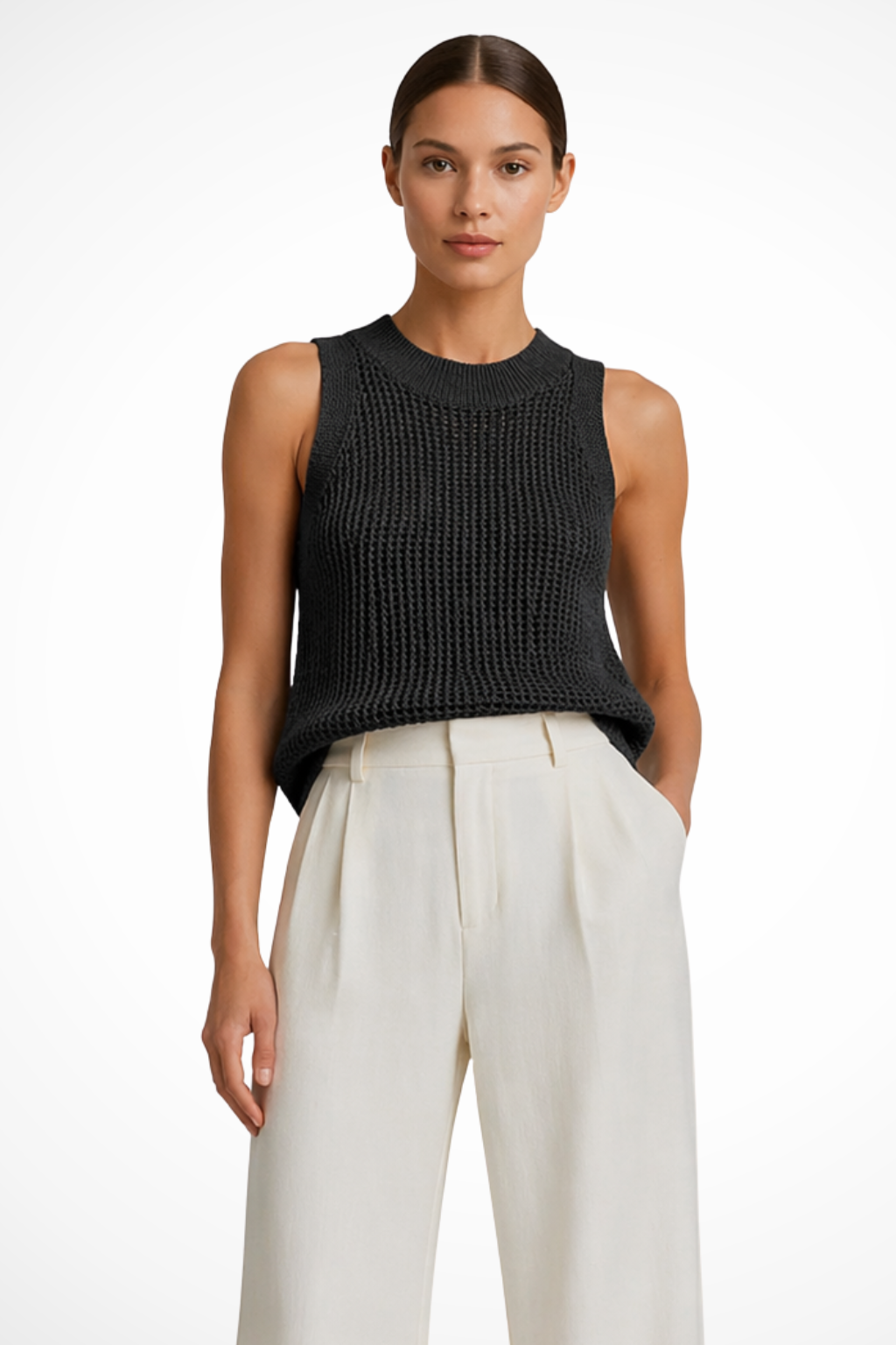 Women's Sleeveless Crochet Knit Top