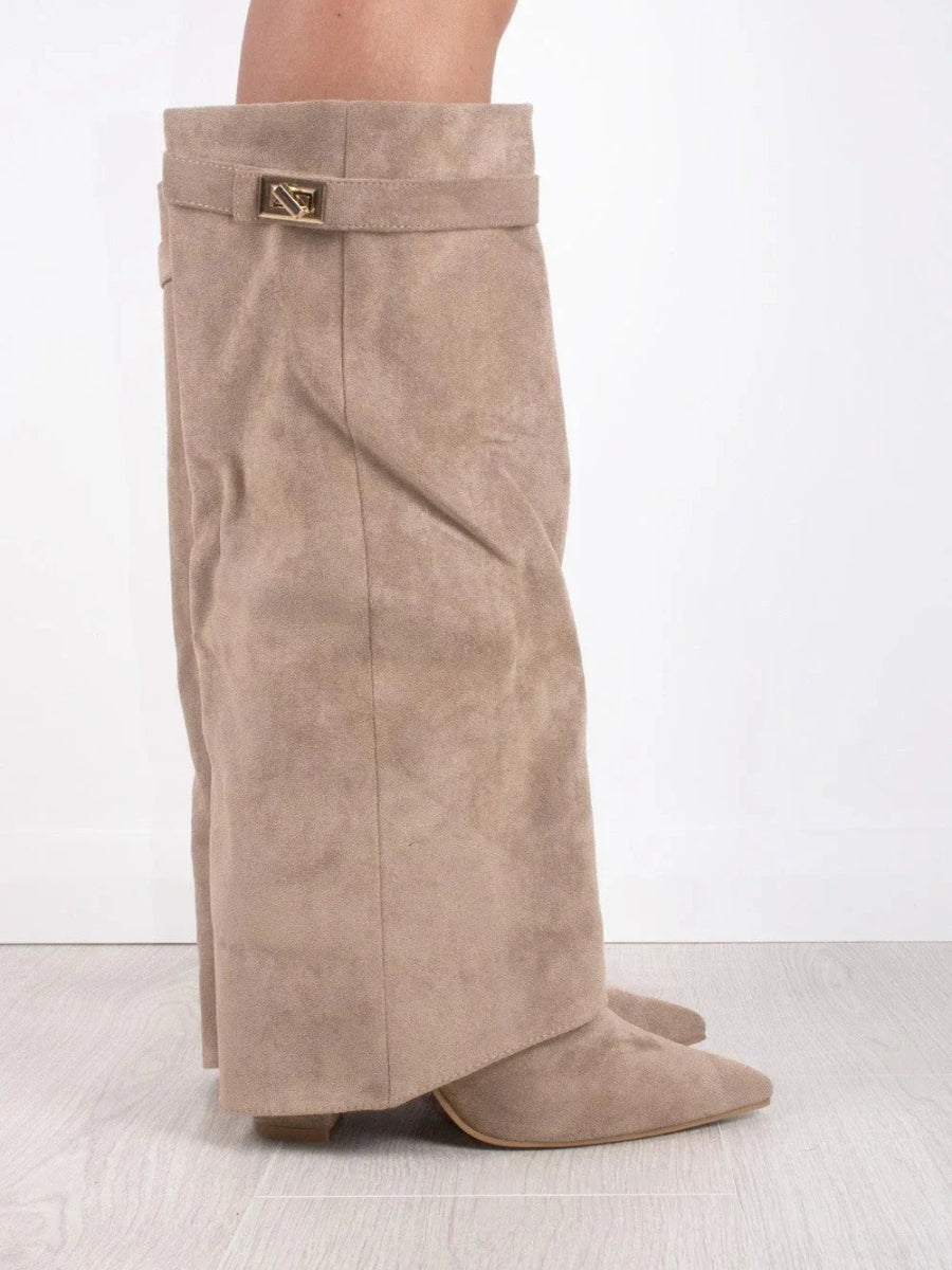 Women's Leather Wide Leg Boots