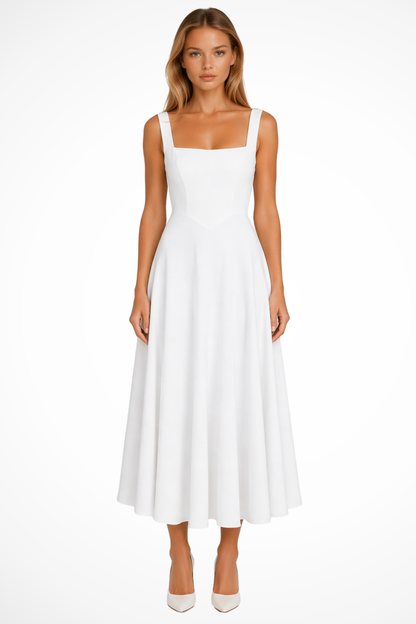 Square Neck Midi Guest Dress