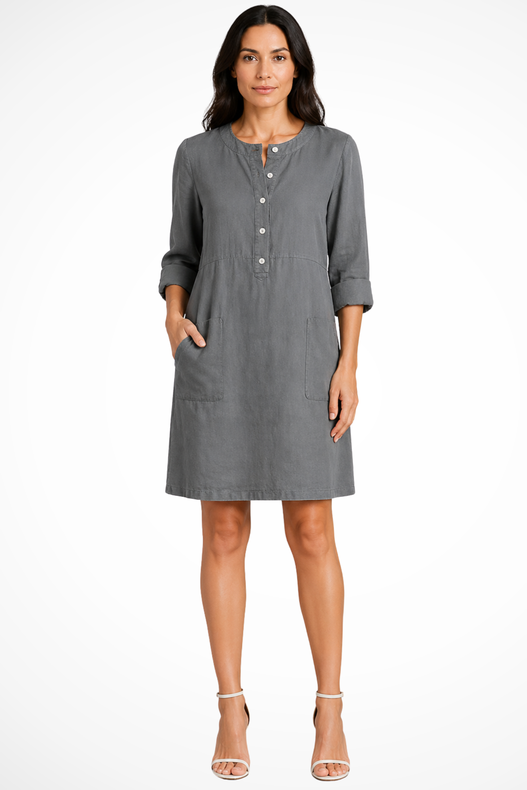 Women's Linen Long Sleeve Shirt Dress