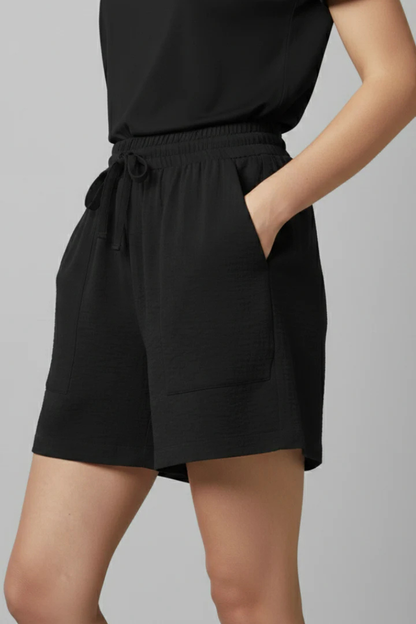 Women's Textured Drawstring Casual Shorts