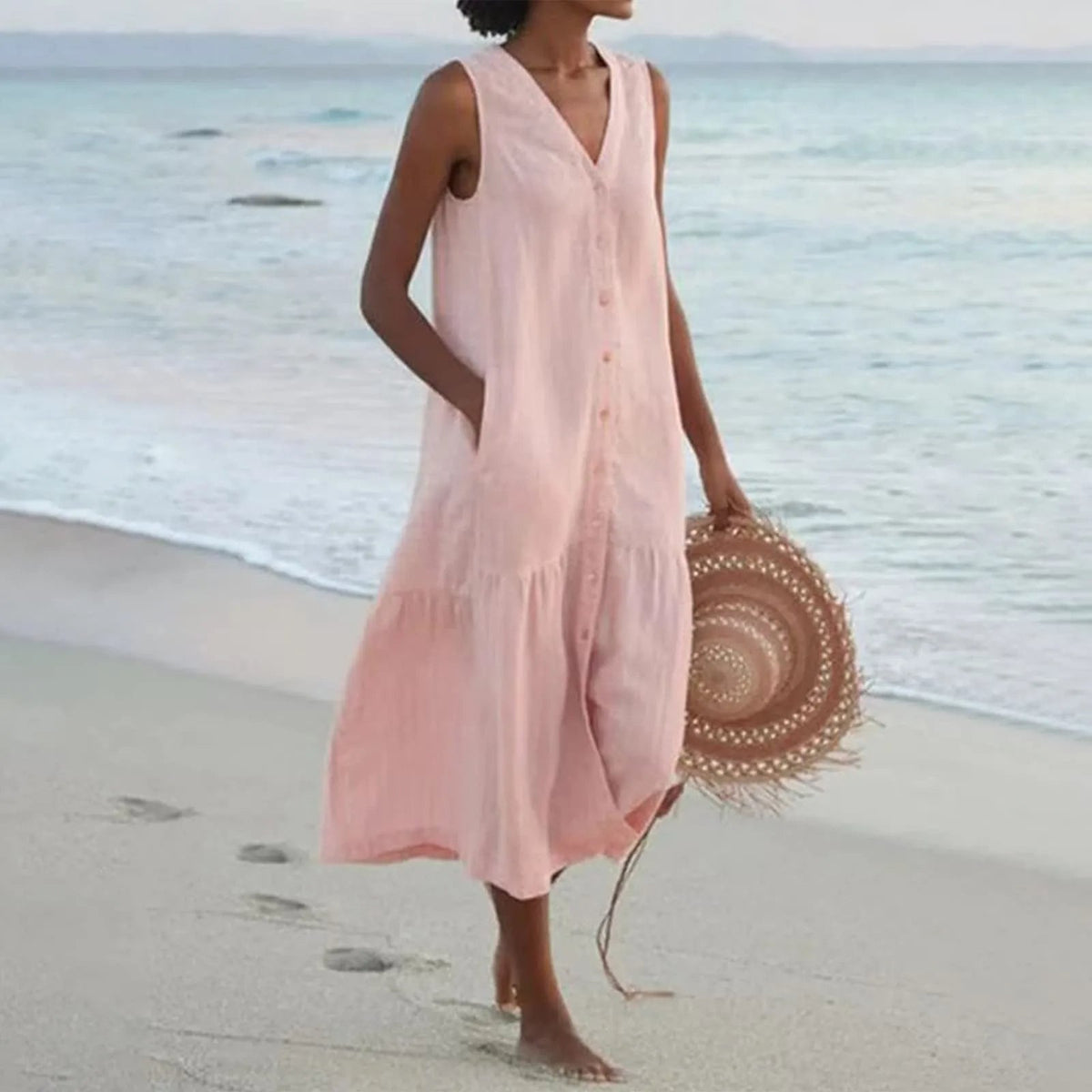 Women's V-Neck Summer Midi Dress
