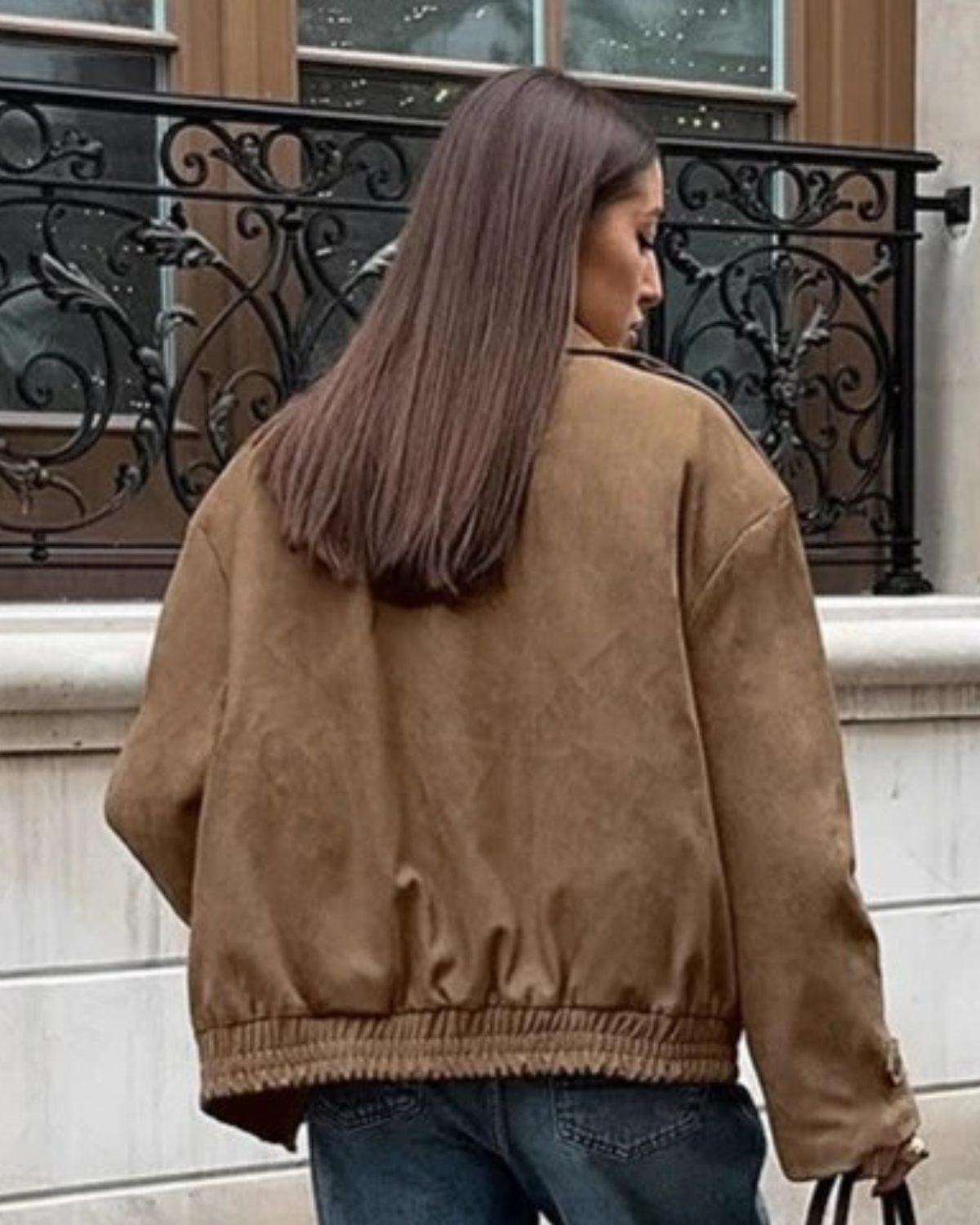 Women's Suede Zip Bomber Jacket
