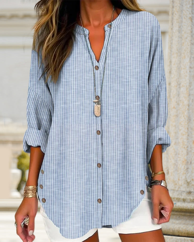 Women’s Relaxed Striped Button Blouse