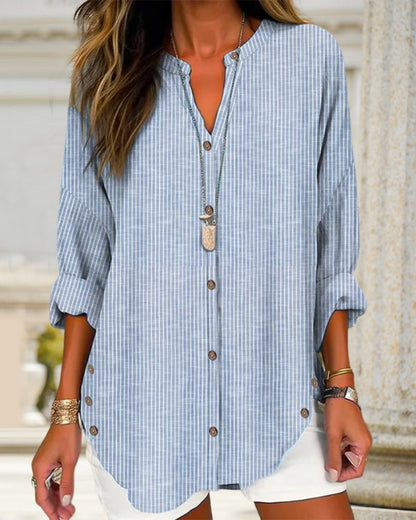 Women’s Relaxed Striped Button Blouse