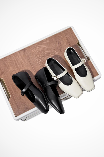 Women's Square Toe Buckle Flats