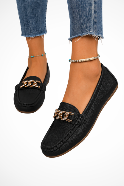 Women's Chain Detail Leather Loafers
