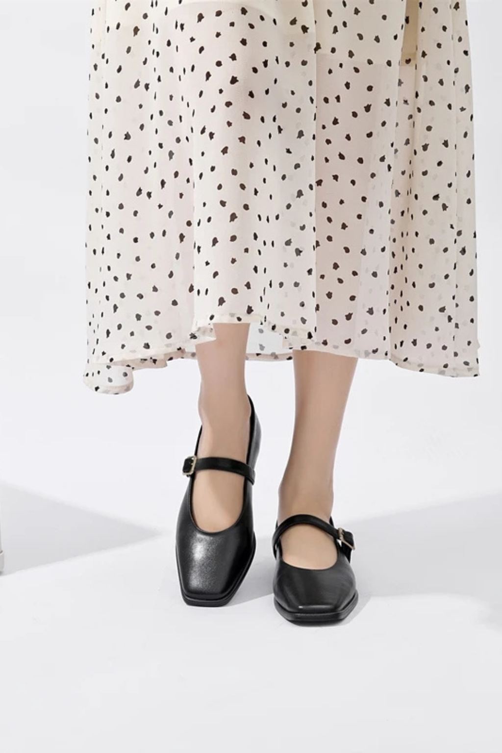Women's Square Toe Buckle Flats