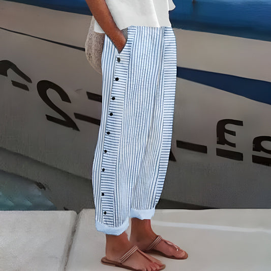 Women’s Striped Casual Button Pants