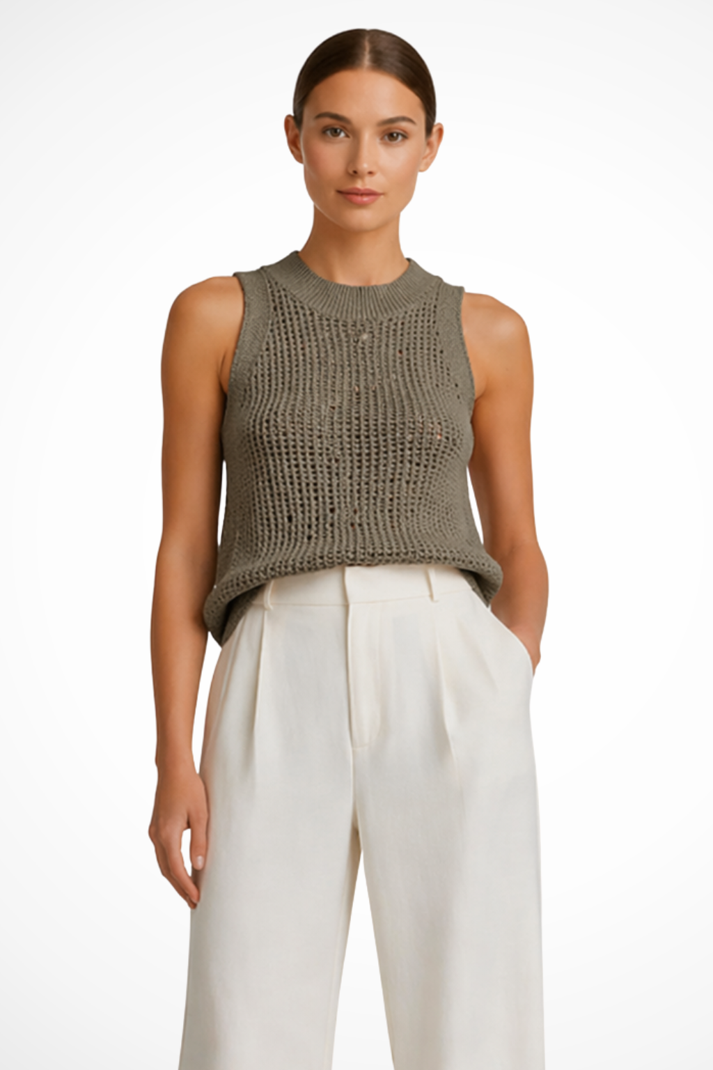Women's Sleeveless Crochet Knit Top