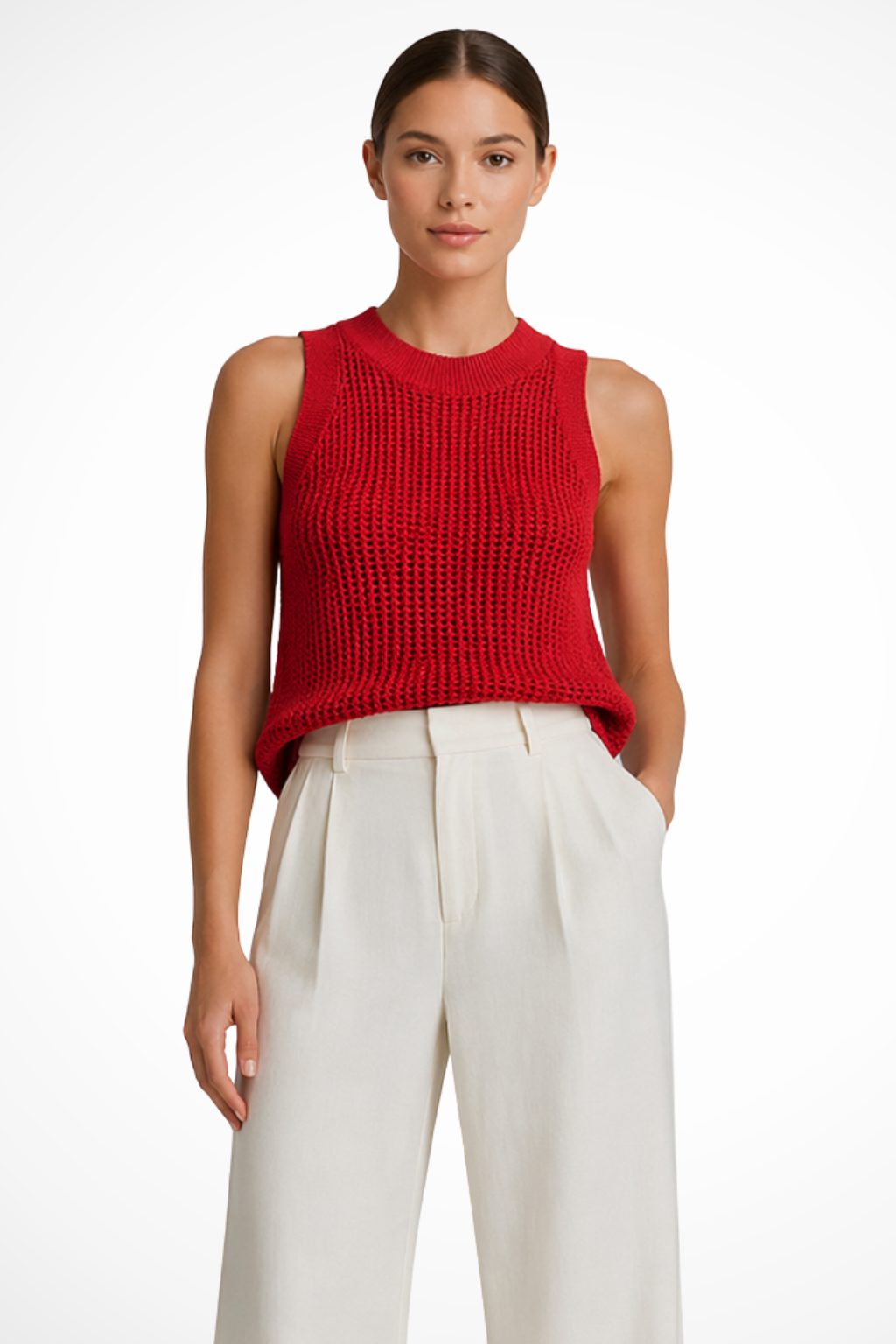 Women's Sleeveless Crochet Knit Top