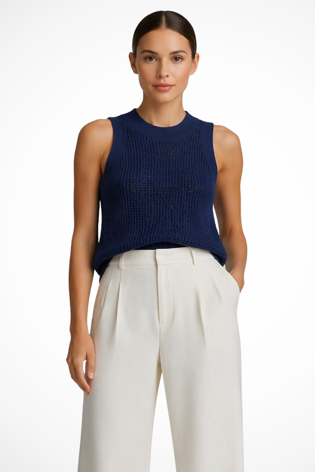 Women's Sleeveless Crochet Knit Top