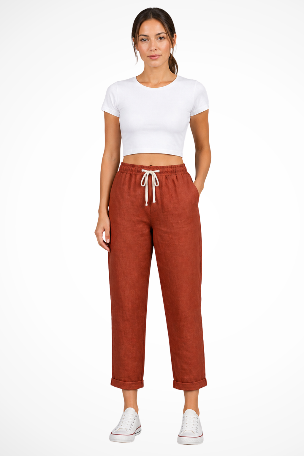 Women's Linen Cropped Trousers
