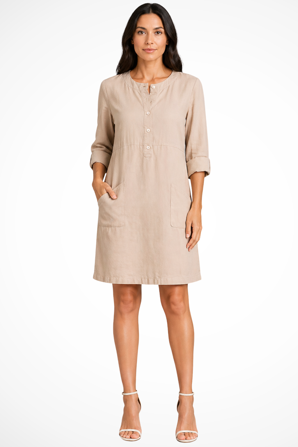 Women's Linen Long Sleeve Shirt Dress