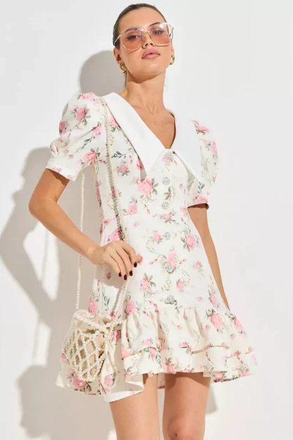 Floral Puff Sleeve Mini Dress