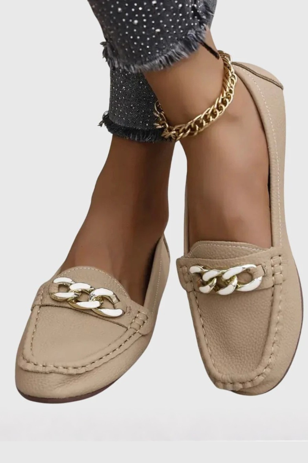 Women's Chain Detail Slip On Loafers