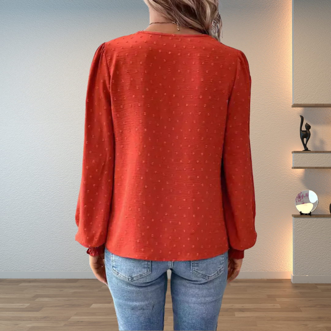 Women’s V Neck Floral Detail Blouse