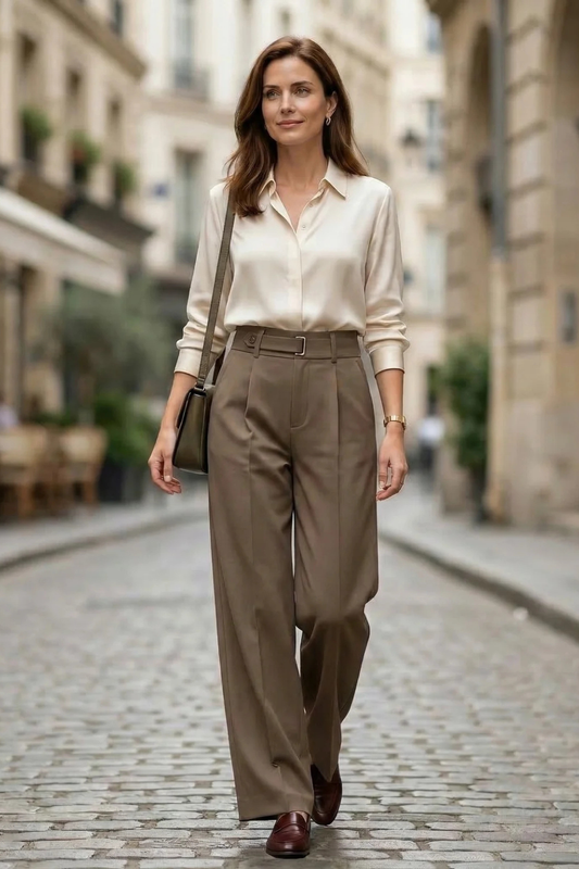 Women's Pleated Wide-Leg Trousers