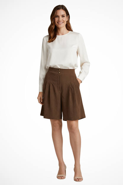 Women's Pleated Tailored Bermuda Shorts