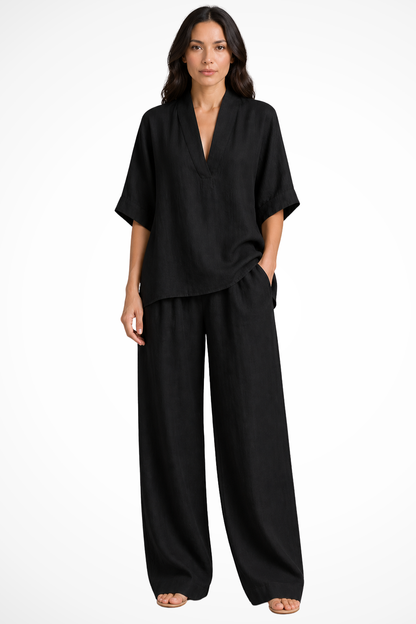 Women's Linen V-Neck Co-Ord Set