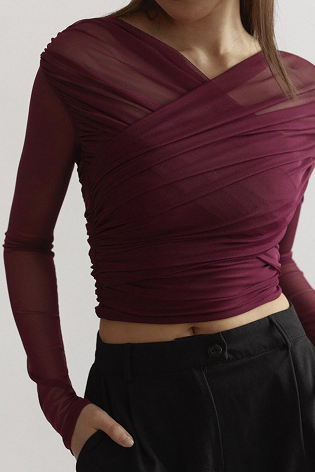 Women’s Ruched Mesh Top