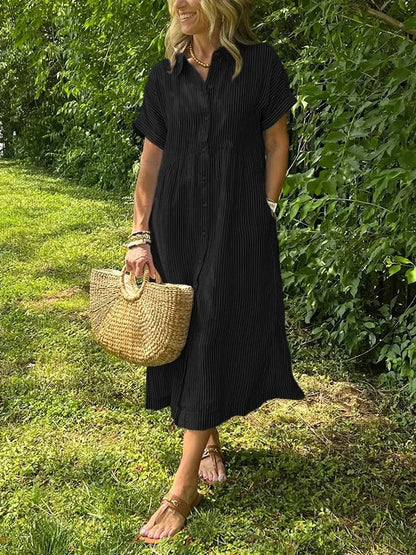 Women's Striped Button-Front Dress