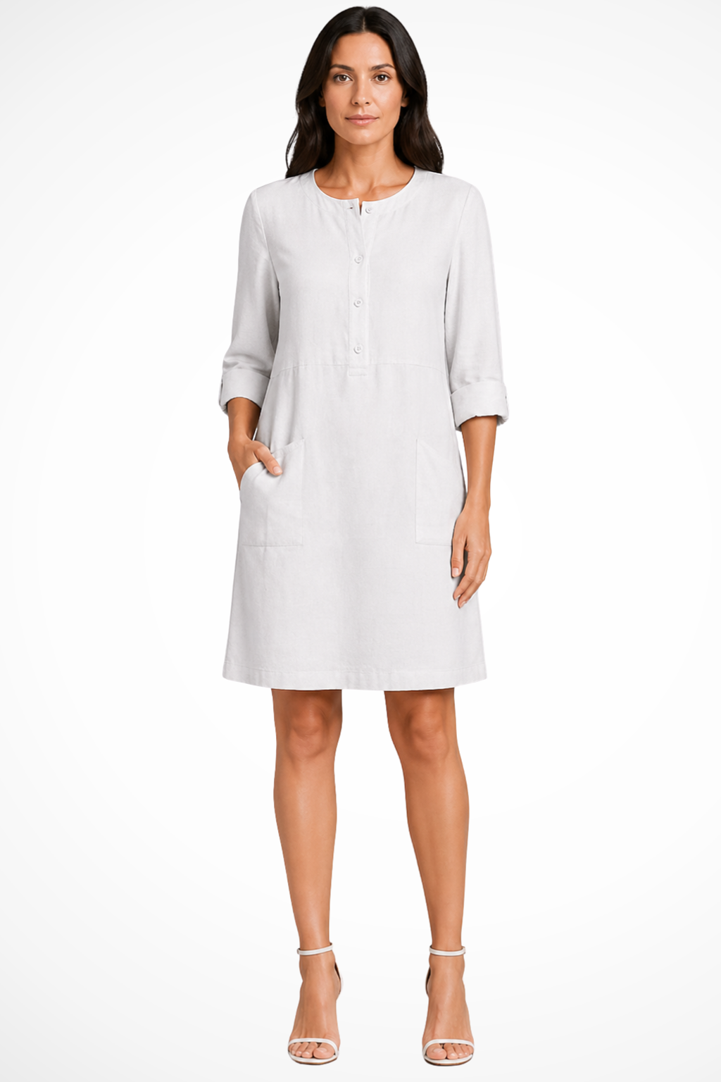 Women's Linen Long Sleeve Shirt Dress