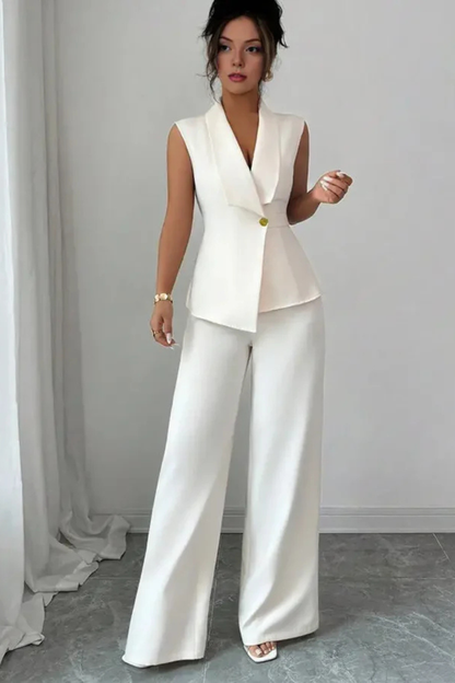 Women's Tailored White Suit Set