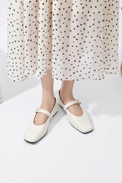 Women's Square Toe Buckle Flats